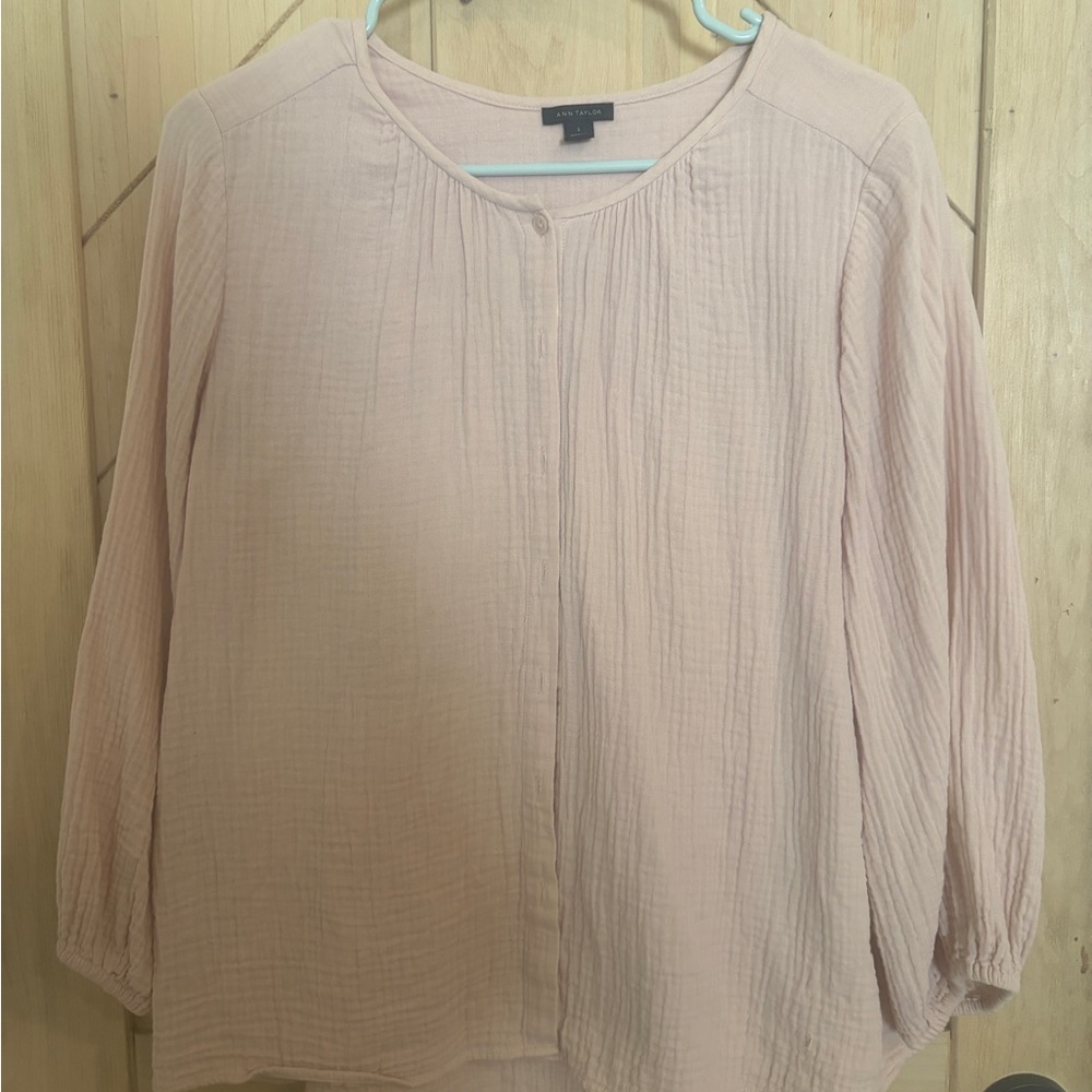 Ann Taylor Blush Pink ButtonBlouse